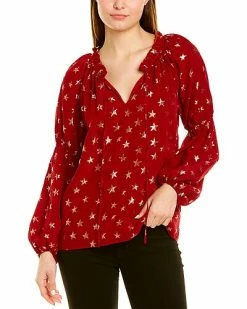 Nicole Miller Star Lurex Peasant Blouse Women