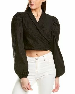 Nicole Miller Metal Collared Wrap Top Women