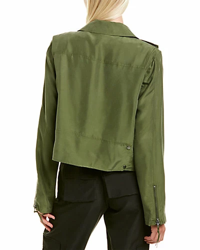 Nicole Miller Washed Habotai Kalysie Silk Moto Jacket Women 4 Nicole Miller Washed Habotai Kalysie Silk Moto Jacket Women - Image 2