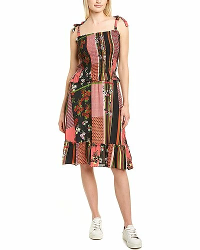 Nicole Miller Smocked A-Line Dress Women 3 Nicole Miller Smocked A-Line Dress Women