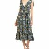 Nicole Miller Mosaic Smocked Silk-Blend Midi Dress Women -Nicole Miller SHOP 1050843741 RLLD 1