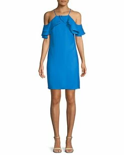 Nicole Miller Ruffled Cold-Shoulder Dress Women