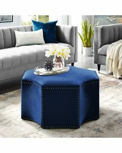 Nicole Miller Rey Velvet Octagon Cocktail Ottoman Home -Nicole Miller SHOP 3050134589 RLLD 3