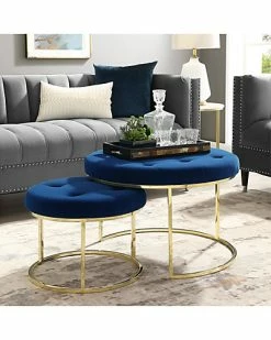 Nicole Miller Set Of 2 Keanu Velvet Ottomans Home -Nicole Miller SHOP 3050240252 RLLD 2