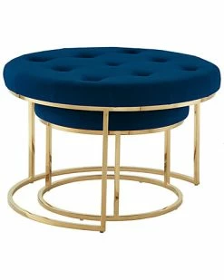 Nicole Miller Set Of 2 Keanu Velvet Ottomans Home -Nicole Miller SHOP 3050240252 RLLD 3