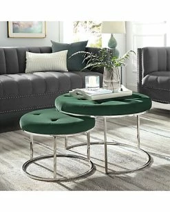 Nicole Miller Set Of 2 Keanu Velvet Ottomans Home -Nicole Miller SHOP 3050240253 RLLD 2