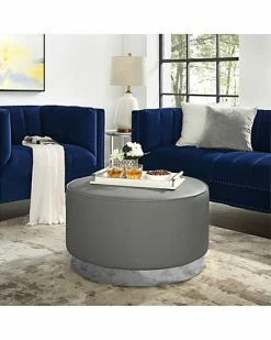 Nicole Miller Zyaire Leather PU Cocktail Ottoman Home -Nicole Miller SHOP 3050460499 RLLD 3